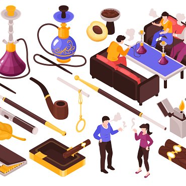 1912.i121.020.P.m005.c33.isometric hookah tobacco smoke set