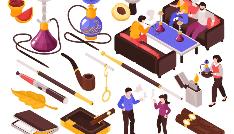 1912.i121.020.P.m005.c33.Set asap tembakau hookah isometrik